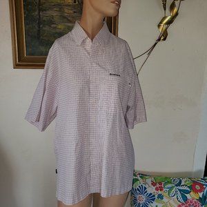 Simms Fishing Sport Shirt Med Pink/Blue Plaid,  Pocket,Sh Slv. Btn Front